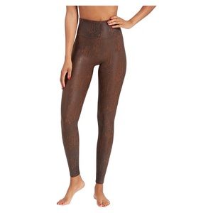 Spanx snake print faux leather leggings brown sz medium